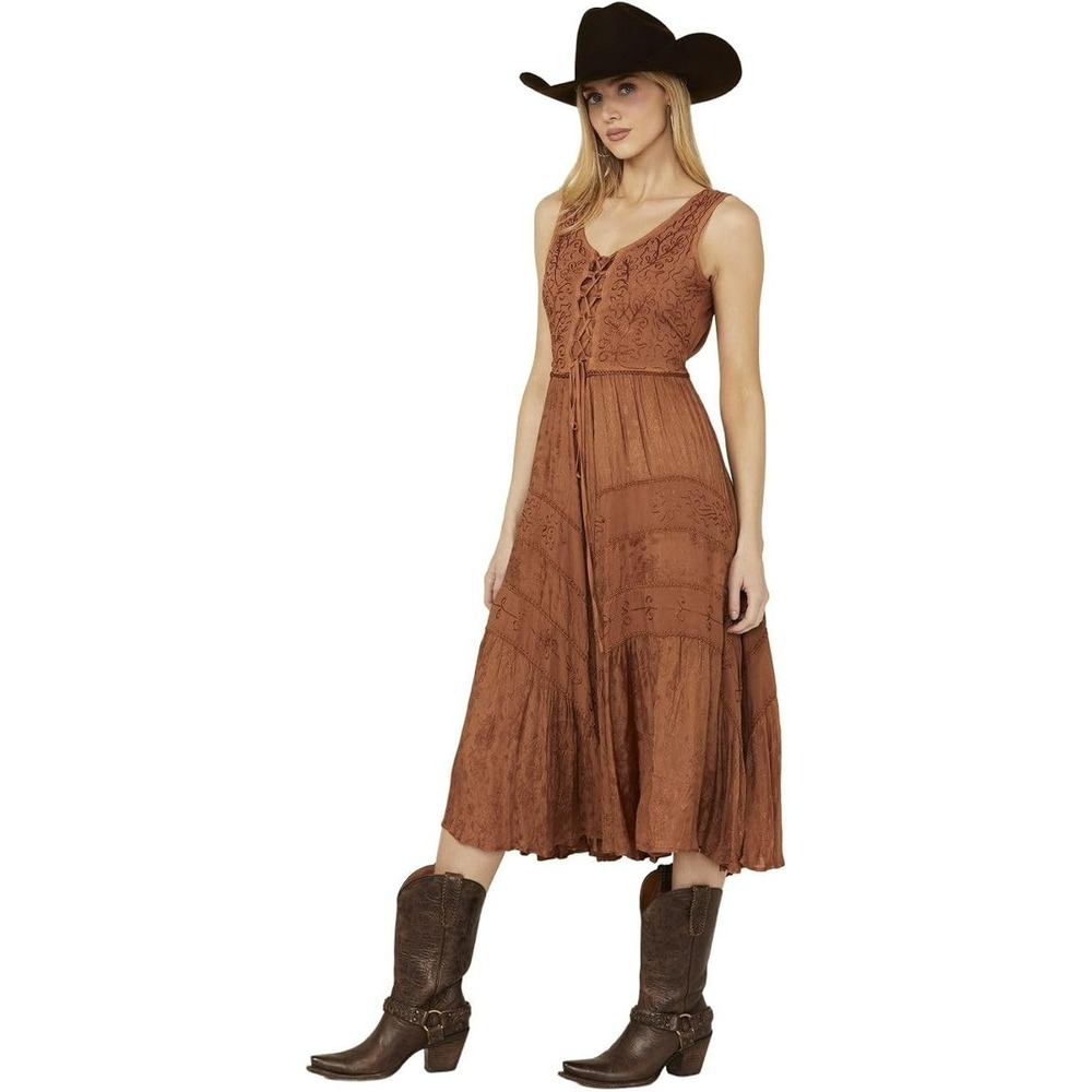 NWT XXL Scully Women's Lace Front Sleeveless Full Length Dress Retail $105.99